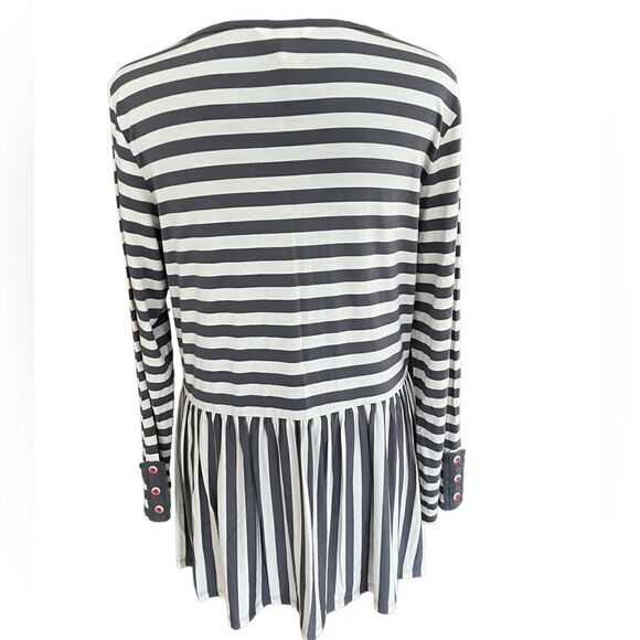 MATILDA JANE Lets Connect gray/white striped top SIZE small - Picture 7 of 9